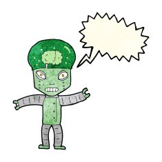 funny cartoon robot with speech bubble N13