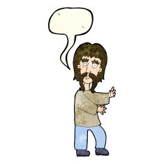 cartoon mustache man with speech bubble N4