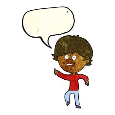 cartoon happy pointing man with speech bubble N5