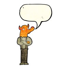 cartoon man with fox head speech bubble N2