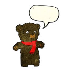 cartoon cute black bear with speech bubble N18