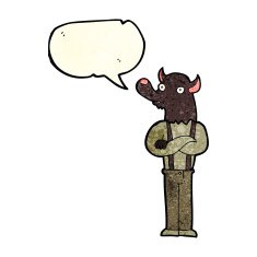 cartoon friendly werewolf with speech bubble N3