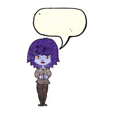 cartoon vampire woman with speech bubble N3