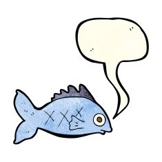 cartoon fish with speech bubble N17