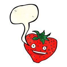 cartoon strawberry with speech bubble N6