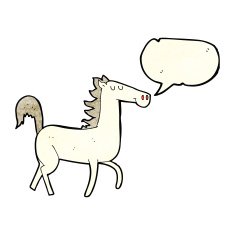 cartoon horse with speech bubble N10