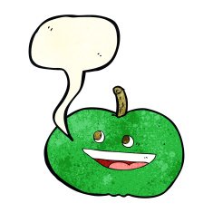 cartoon happy apple with speech bubble N2