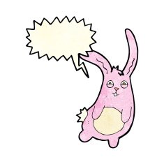 funny cartoon rabbit with speech bubble N4