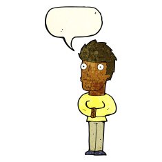 cartoon worried man with speech bubble N21