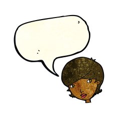 cartoon friendly woman with speech bubble N18