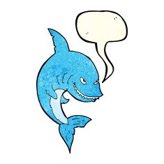 funny cartoon shark with speech bubble N7