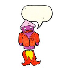 cartoon firework in business suit with speech bubble N3
