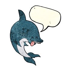 funny cartoon shark with speech bubble N8