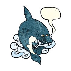 funny cartoon shark with speech bubble N9