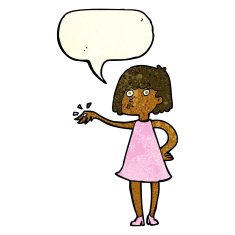 cartoon woman showing off engagement ring with speech bubble N3
