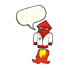 cartoon firework in business suit with speech bubble N4