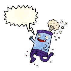 cartoon crazy soda can with speech bubble N4