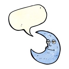 happy cartoon moon with speech bubble N2