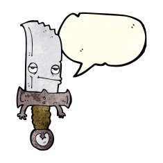 knife cartoon character with speech bubble N2