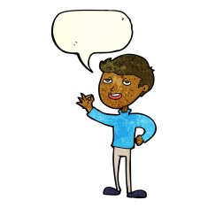 cartoon man making excellent gesture with speech bubble N3