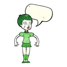 cartoon zombie monster woman with speech bubble N4