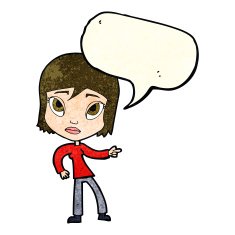 cartoon pointing woman with speech bubble N8