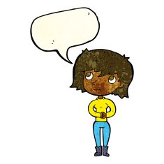 cartoon friendly woman with speech bubble N19
