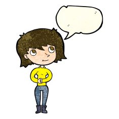 cartoon friendly woman with speech bubble N20