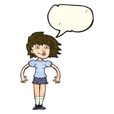 cartoon happy woman with speech bubble N57