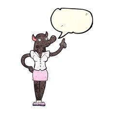 cartoon werewolf woman with idea speech bubble N2