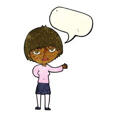 cartoon woman explaining with speech bubble N10