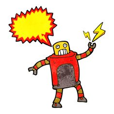 cartoon robot with speech bubble N40