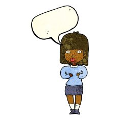 cartoon shocked woman with speech bubble N25