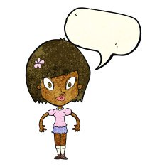 cartoon pretty woman with speech bubble N59