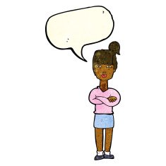 cartoon annoyed woman with speech bubble N40