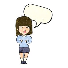 cartoon shocked woman with speech bubble N26