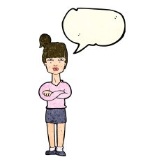 cartoon annoyed woman with speech bubble N41