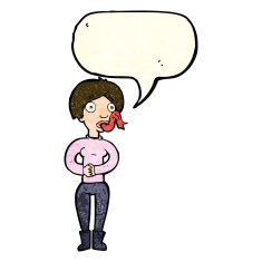 cartoon woman with snake tongue speech bubble N5