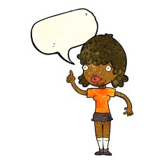 cartoon woman with idea speech bubble N52
