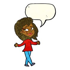 stress free woman cartoon with speech bubble N3