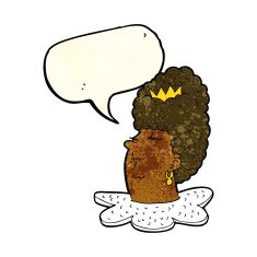 cartoon queen's head with speech bubble N3