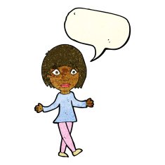 cartoon surprised woman with speech bubble N55