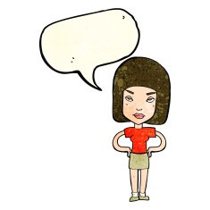 cartoon annoyed woman with speech bubble N43