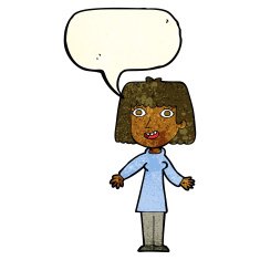 cartoon happy woman with speech bubble N58