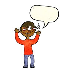 cartoon man with popping out eyes speech bubble N6