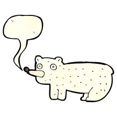 funny cartoon polar bear with speech bubble N7