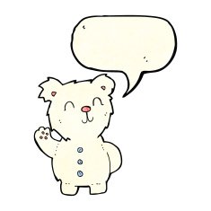 cartoon polar bear with speech bubble N16