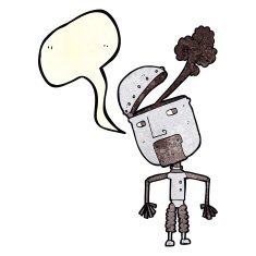 cartoon funny robot with speech bubble N18