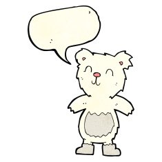 cartoon teddy polar bear with speech bubble N3