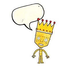 cartoon robot with crown speech bubble N2